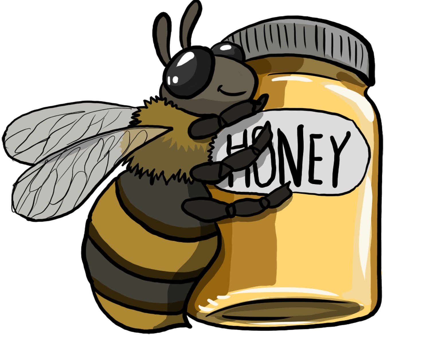 Bee and honey jar tattoo design